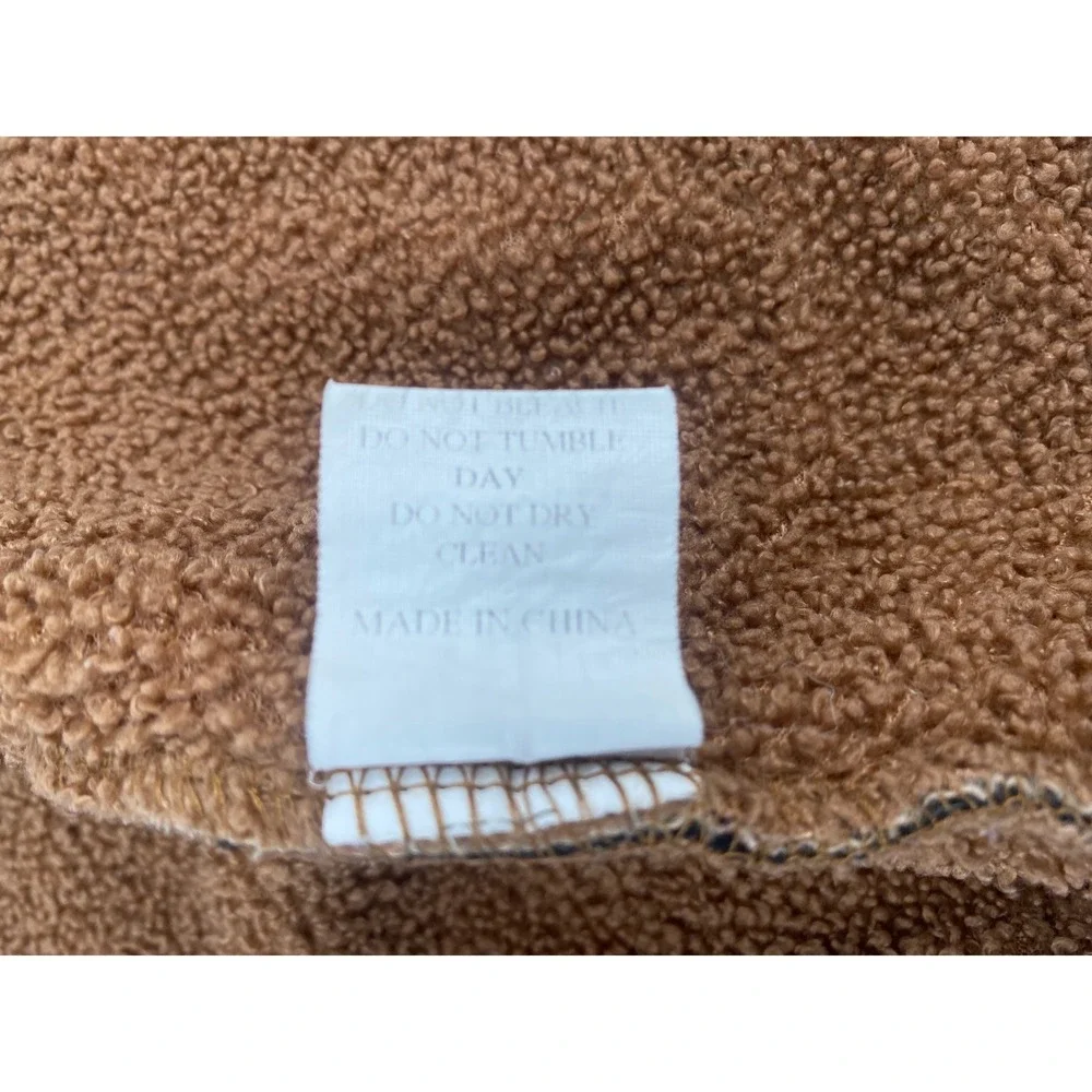 Plaid Sherpa Lined Hooded Jacket Kids Brown Buffalo Check Excellent